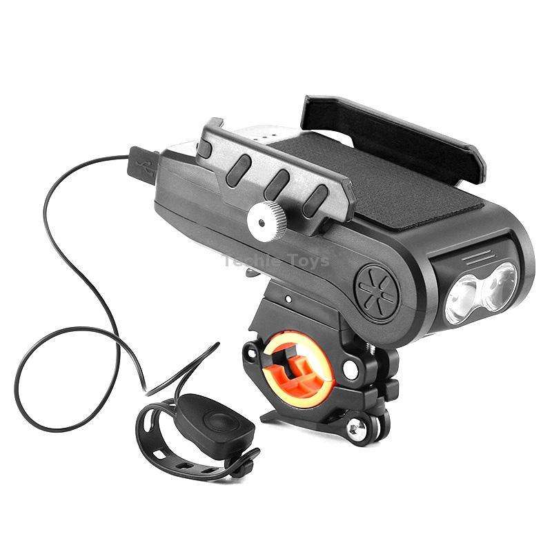 BG-2021 Bicycle Front Light 4 In 1 Mobile Phone Holder Horn Light Mountain Bike Front Light, Colour: