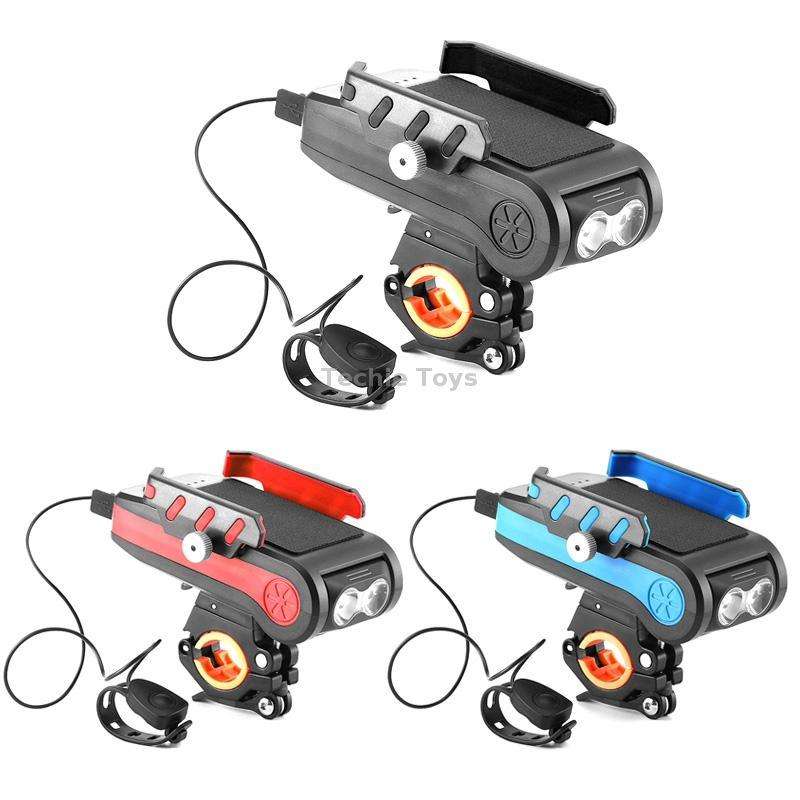 BG-2021 Bicycle Front Light 4 In 1 Mobile Phone Holder Horn Light Mountain Bike Front Light, Colour: