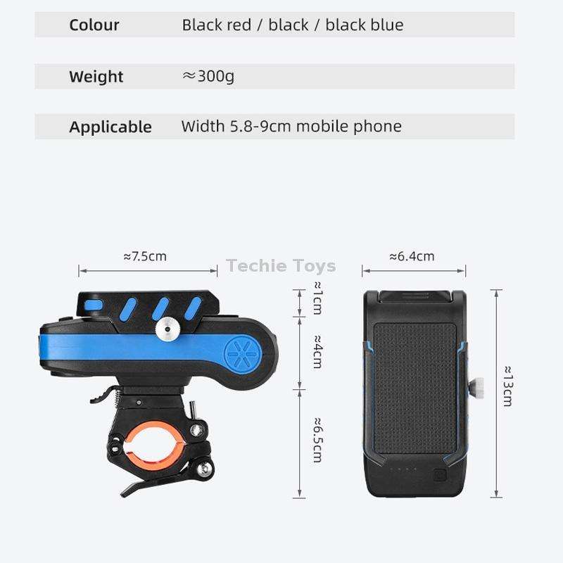 BG-2021 Bicycle Front Light 4 In 1 Mobile Phone Holder Horn Light Mountain Bike Front Light, Colour: