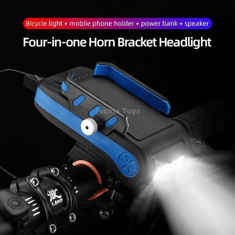 BG-2021 Bicycle Front Light 4 In 1 Mobile Phone Holder Horn Light Mountain Bike Front Light, Colour: