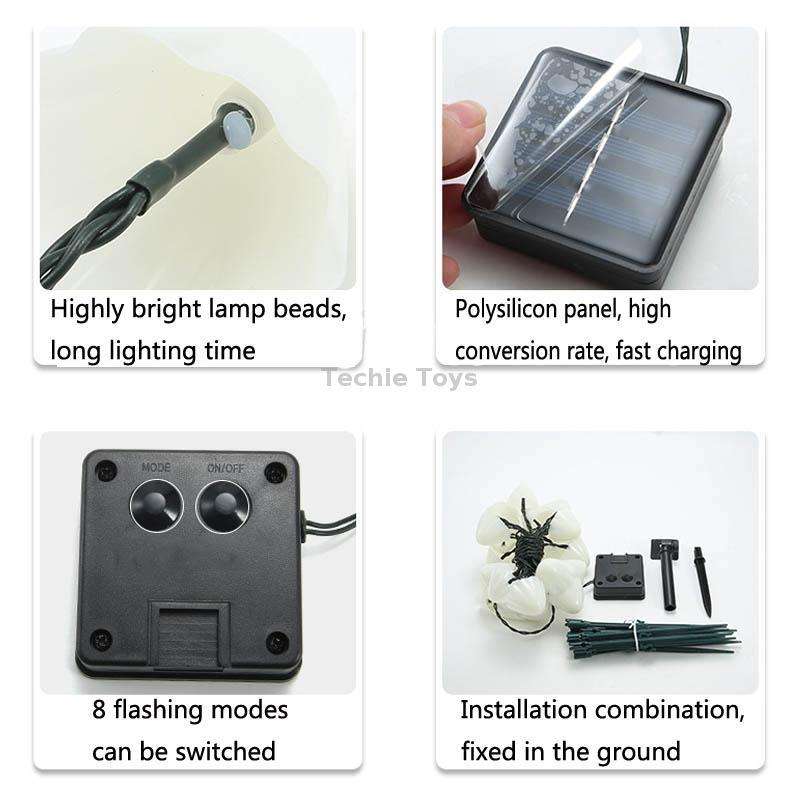 5m 20 LEDs Solar Mushroom Lawn Light Outdoor Waterproof Garden Villa Landscape Decorative String Lig