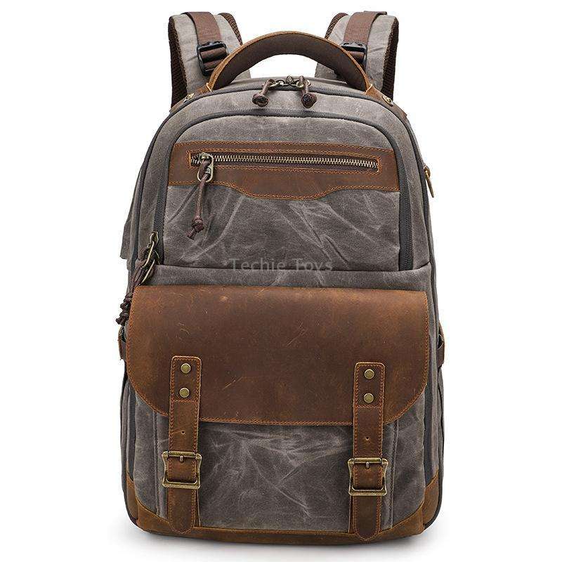 K813 Retro SLR Camera Bag Canvas Shoulder Computer Camera Bag(Grey)