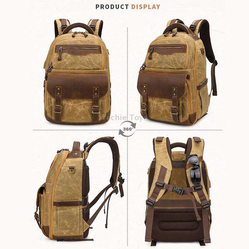 K813 Retro SLR Camera Bag Canvas Shoulder Computer Camera Bag(Grey)
