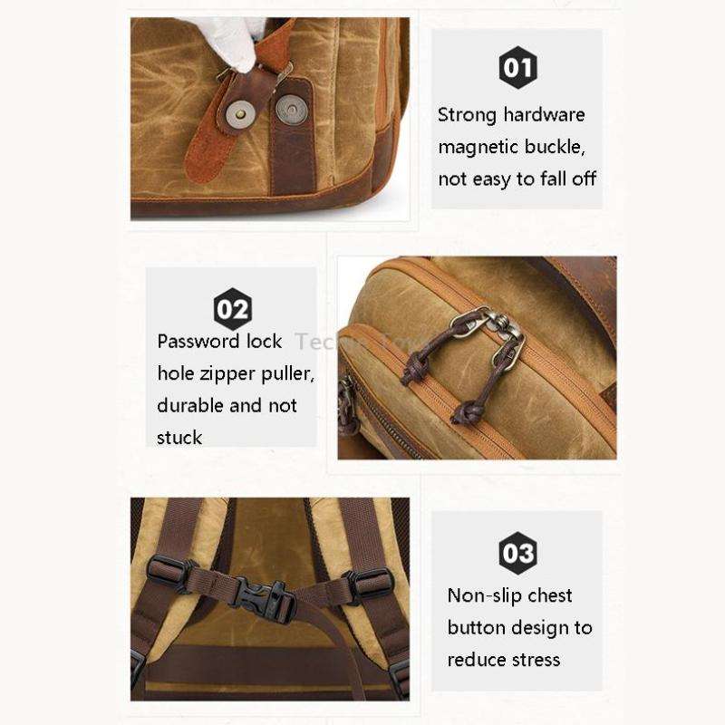 K813 Retro SLR Camera Bag Canvas Shoulder Computer Camera Bag(Grey)