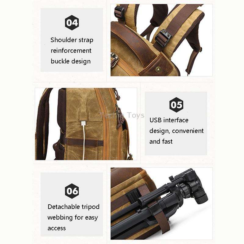 K813 Retro SLR Camera Bag Canvas Shoulder Computer Camera Bag(Grey)