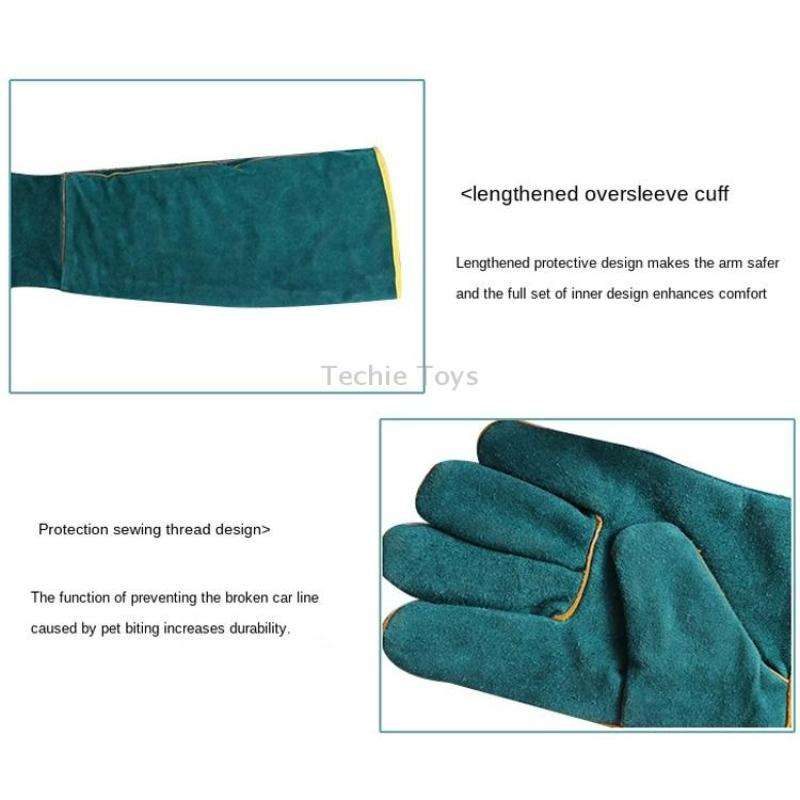 Reptile Anti-Bite Gloves 62cm Length Pet Protective Gloves(Blue)