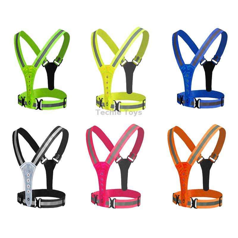 LED Reflective Vest High Stretch Outdoor Reflective Vest Traffic Safety Reflective Clothing(Pink)