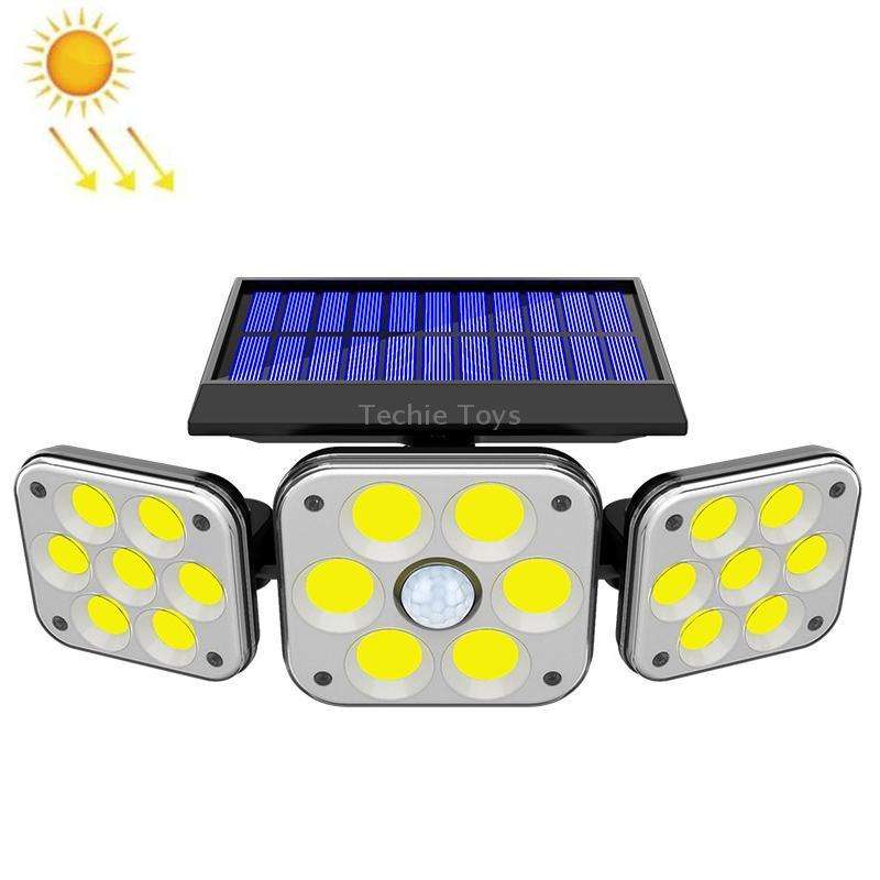 132 COB Solar 3-Head Rotatable Wall Lights Human Sense Outdoor Waterproof Garden Street Light
