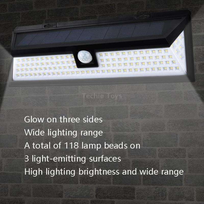 TG-TY00401 118 LED Solar 3-Sides Floodlit Motion Sensing Wall Light Outdoor Garden Corridor Street L