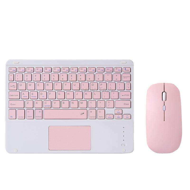 871 9.7 Inch Portable Tablet Bluetooth Keyboard With Touchpad + Mouse Set for iPad(Pink + Mouse)