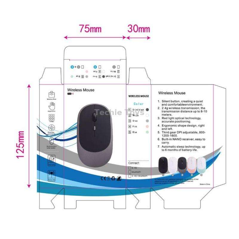 M030 4 Keys 1600DPI Laptop Office Mute Mouse, Style: Wireless (Pink)