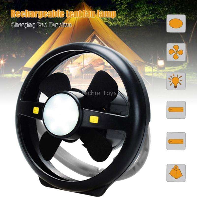 Outdoor Tent USB Hook Light LED Camping Fan Light(Black)