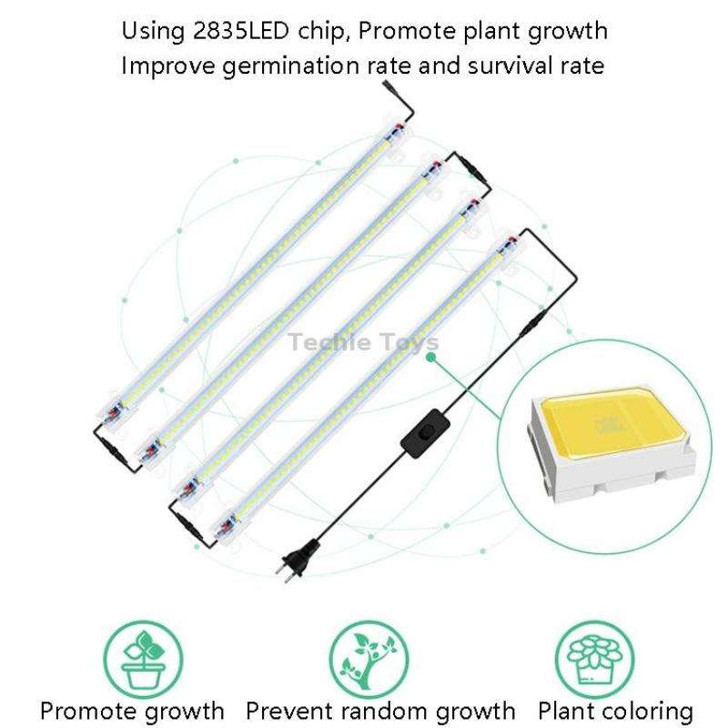 LED Plant Lamp Household Full Spectral Filling Hard Lamp Strip, Style: 50cm 1 Head(Pink Light UK Plu