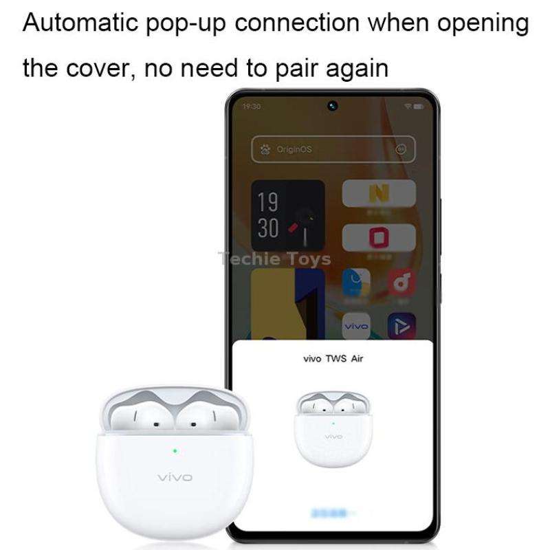 vivo TWS Air Half In-Ear Wireless Dual Microphone AI Call Noise Reduction Bluetooth Earphones(White)