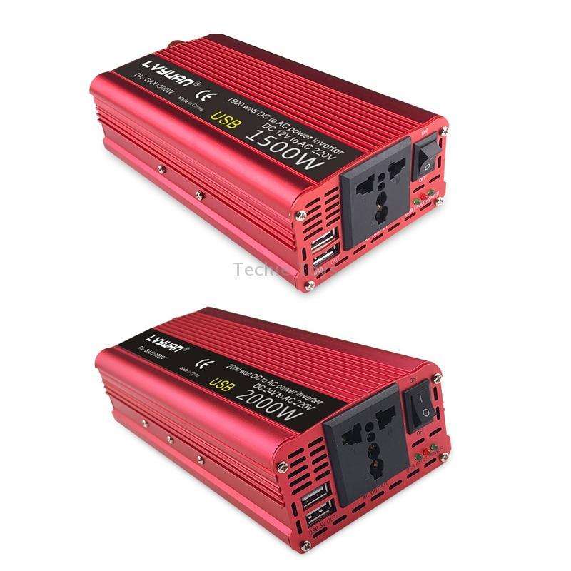 LVYUAN Car Inverter Dual USB Power Converter, Specification: 12V to 220V 1500W UK Plug