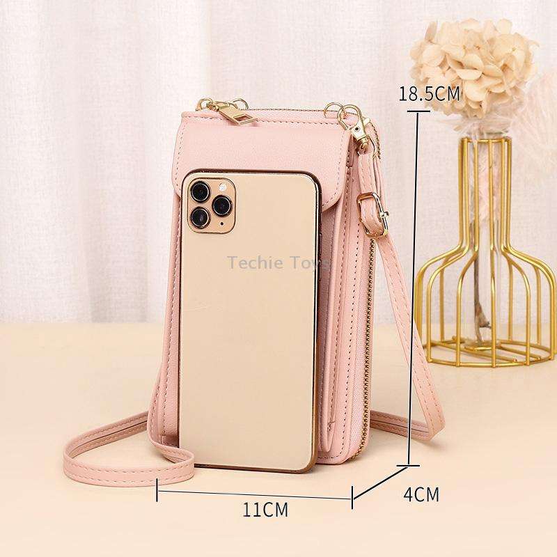 JLF012 Touch Screen Mobile Phone Bag Women Messenger Shoulder Bag(Brown)