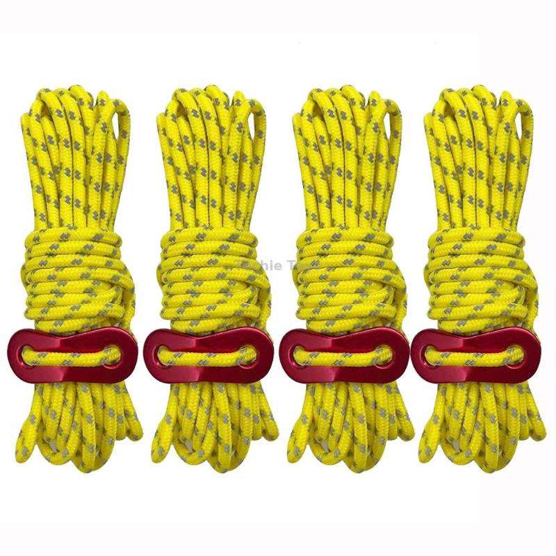 4m x 4 Rolls Outdoor Camping Tent Canopy Wind Rope Luminous Multi-Function Wind Rope Buckle Tent Fix