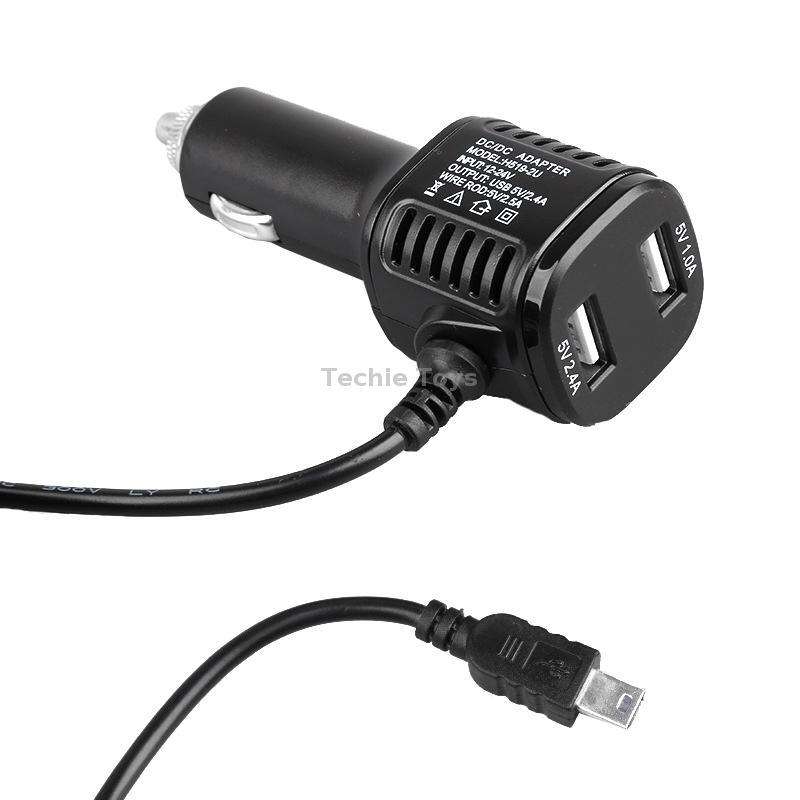 H519 Car Charger Driving Recorder Power Cord Dual USB With Display Charging Line, Specification: Mic