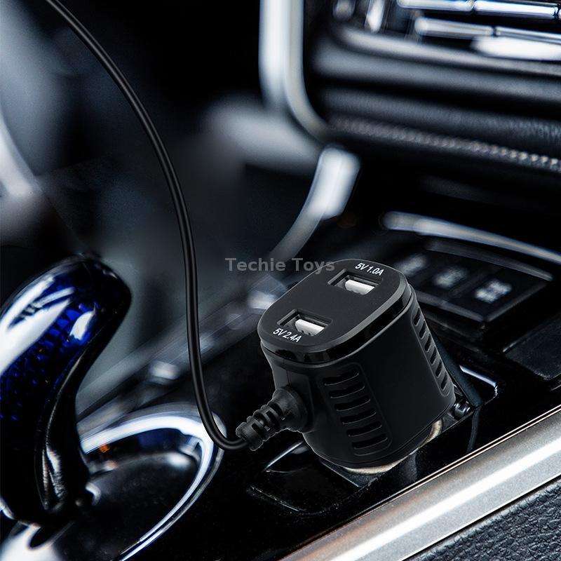 H519 Car Charger Driving Recorder Power Cord Dual USB With Display Charging Line, Specification: Mic
