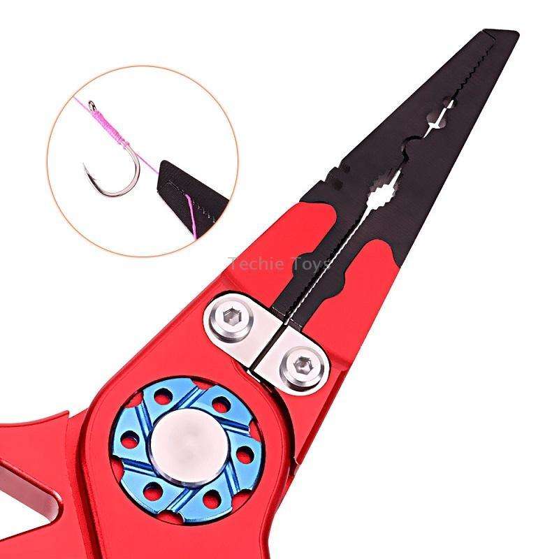 Multifunctional Open-Loop Lead-Pressing Fishing Pliers With Lock(Red)