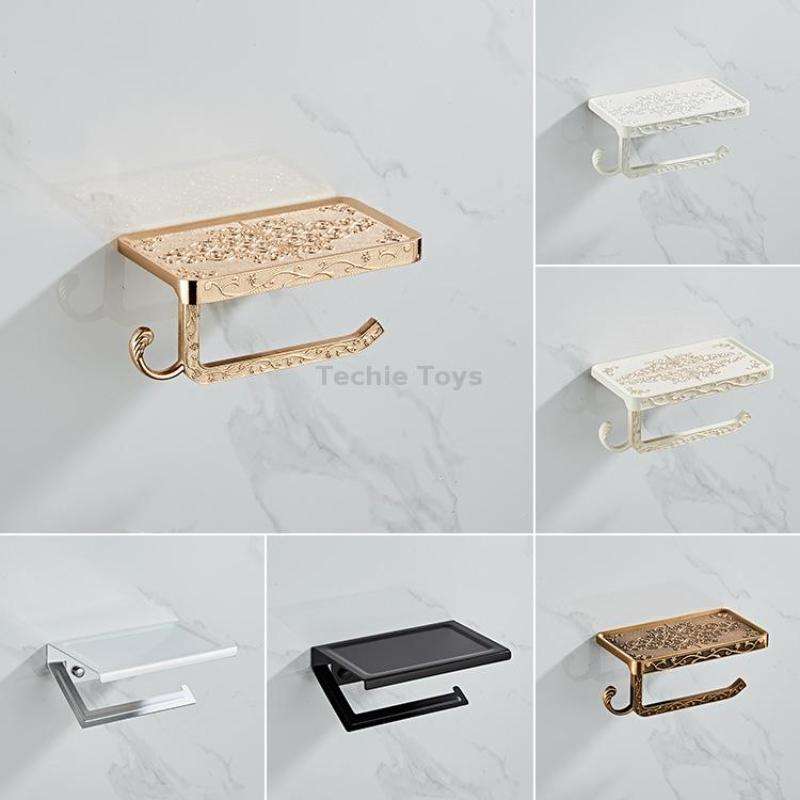 Punch-Free Space Aluminum Kitchen And Toilet Tissue Holder Mobile Phone Rack Roll Paper Holder, Colo
