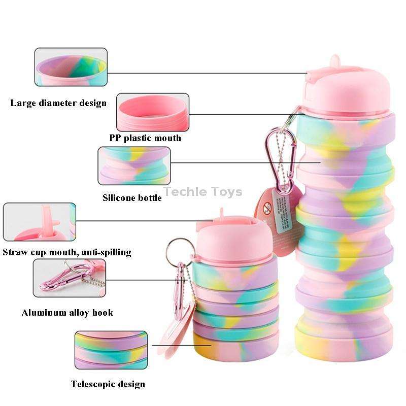 350ml Silicone Folding Water Cup Portable Outdoor Sports Water Bottle Large Capacity Retractable Tra