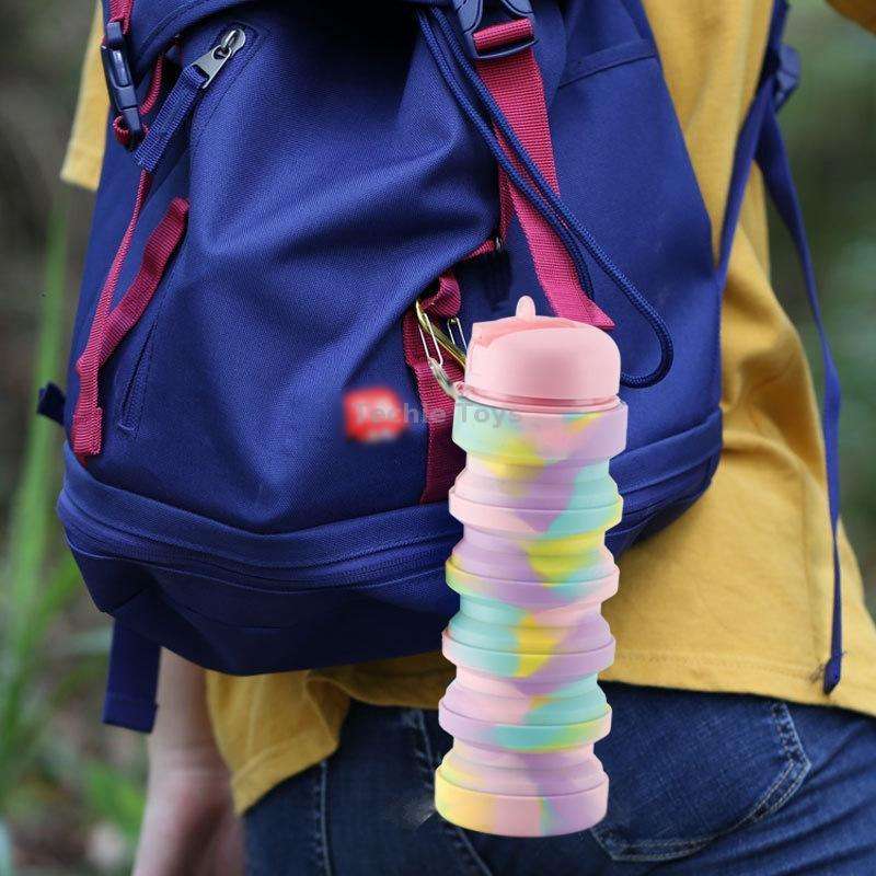 350ml Silicone Folding Water Cup Portable Outdoor Sports Water Bottle Large Capacity Retractable Tra