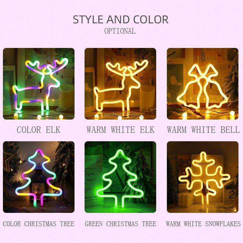 Christmas Decoration Neon Lights Wall-Mounted Ornaments, Spec: Snowflake-Warm Light