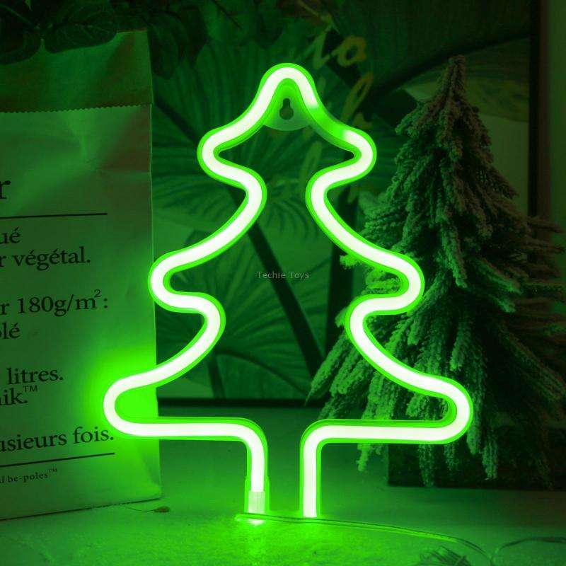 Christmas Decoration Neon Lights Wall-Mounted Ornaments, Spec: Tree-Green Light
