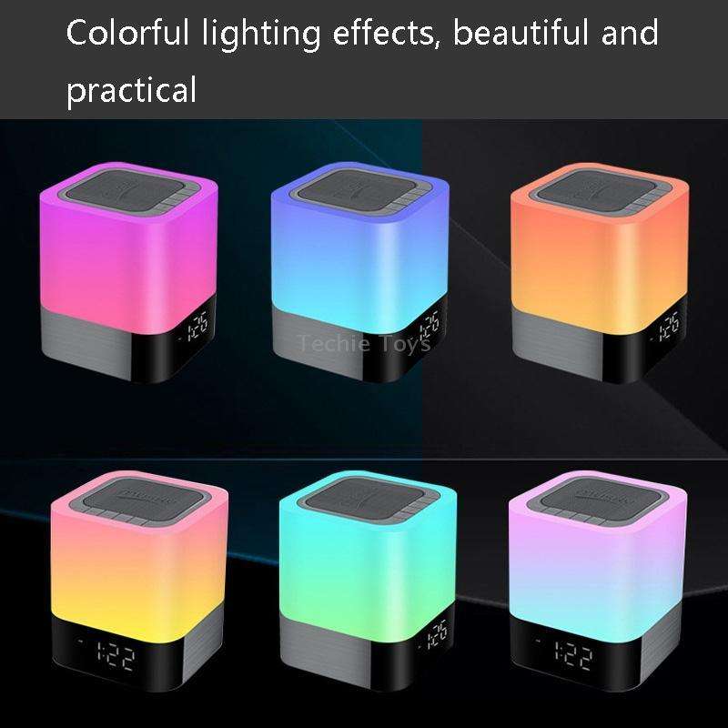 MUSKY Wireless Bluetooth Speaker Bedside Alarm Clock Touch Sensor Night Lamp Mini Speaker(Colorful L
