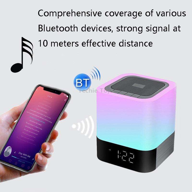 MUSKY Wireless Bluetooth Speaker Bedside Alarm Clock Touch Sensor Night Lamp Mini Speaker(Colorful L