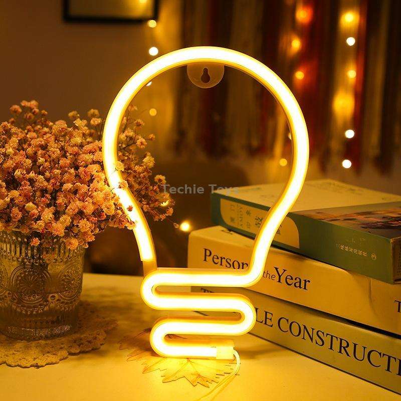 Bulb Neon Light Battery USB Dual-Power LED Decorative Modeling Lamp(Warm Light)
