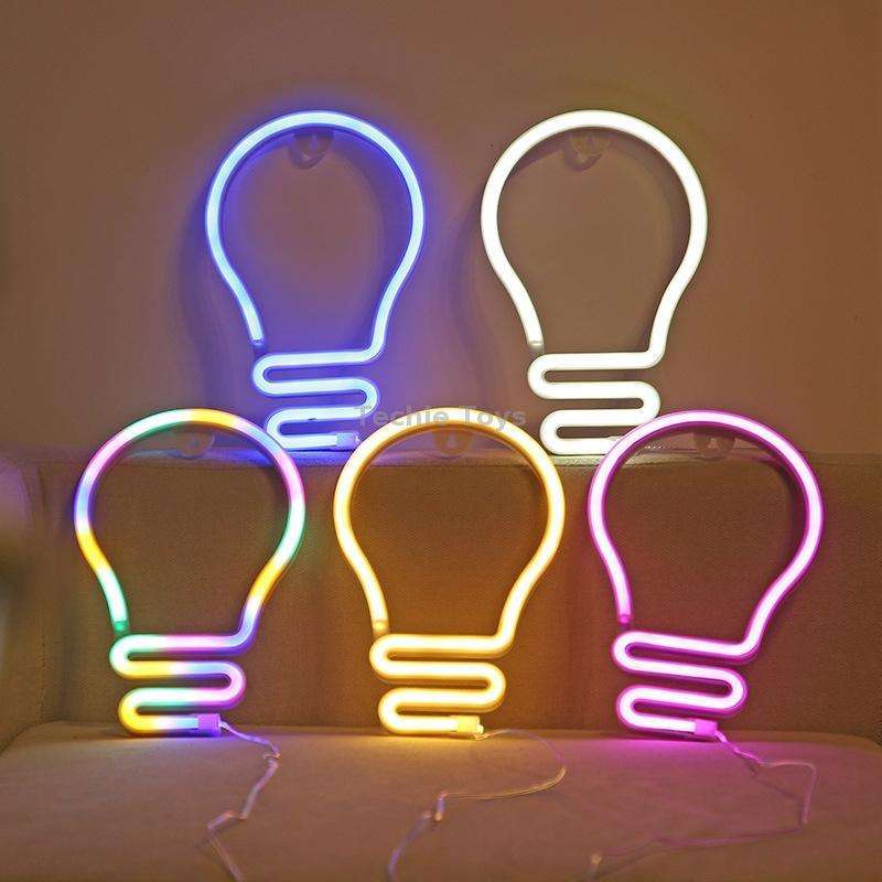 Bulb Neon Light Battery USB Dual-Power LED Decorative Modeling Lamp(Warm Light)