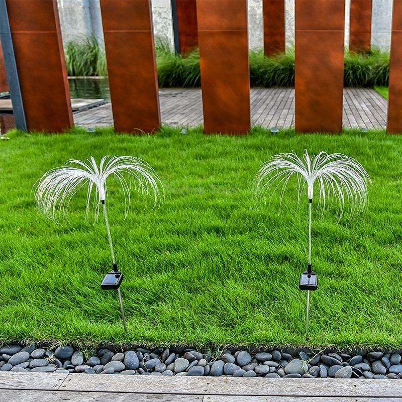 Solar Fiber Optic Jellyfish Lamp Lawn Ground Plug LED Lamp Outdoor Garden Decoration Lamp(Colorful L