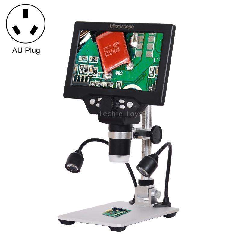G1200D 7 Inch LCD Screen 1200X Portable Electronic Digital Desktop Stand Microscope(EU Plug Without