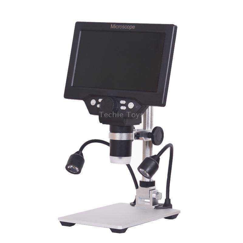 G1200D 7 Inch LCD Screen 1200X Portable Electronic Digital Desktop Stand Microscope(EU Plug Without
