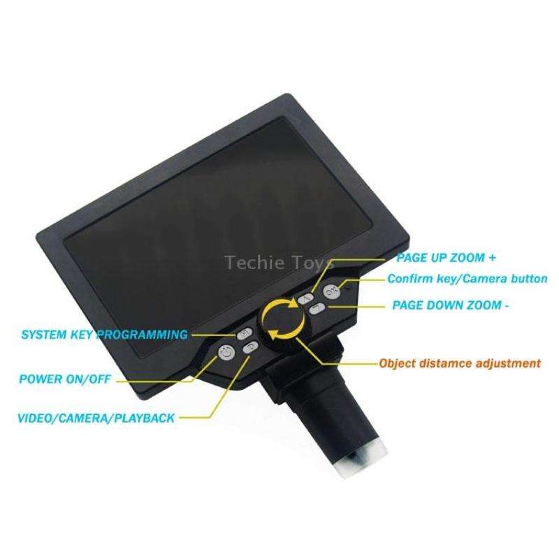 G1200D 7 Inch LCD Screen 1200X Portable Electronic Digital Desktop Stand Microscope(EU Plug Without