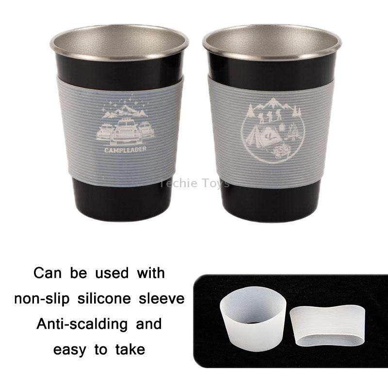 4 PCS / Set Outdoor Picnic Stainless Steel Cup With Storage Bag (Army Green)