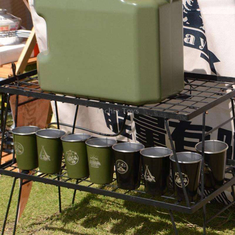 4 PCS / Set Outdoor Picnic Stainless Steel Cup With Storage Bag (Army Green)