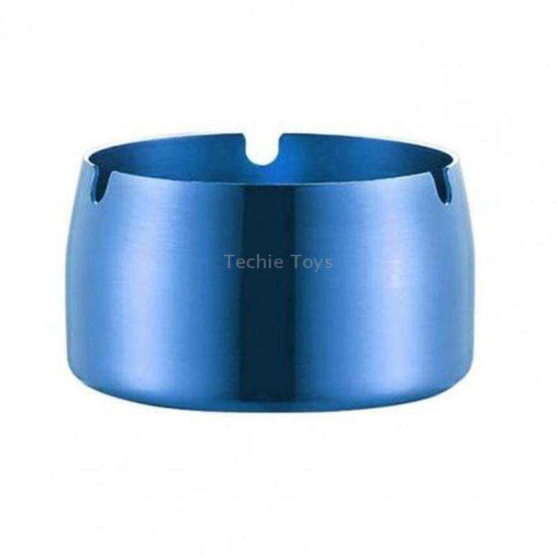 Thickened Stainless Steel Ashtray Windproof And Drop-Proof Ashtray, Specification: Medium(Blue)