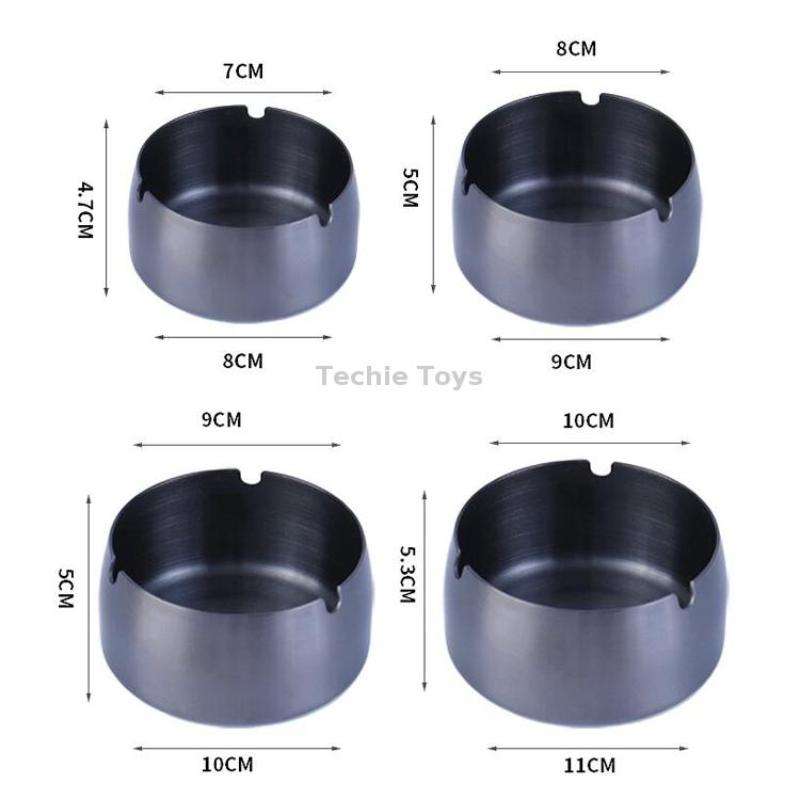 Thickened Stainless Steel Ashtray Windproof And Drop-Proof Ashtray, Specification: Extra Large(Black