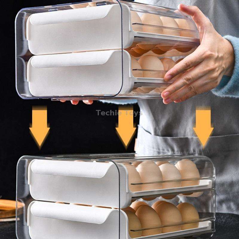 Household Double-Layer Drawer Type Egg Storage Box(White)