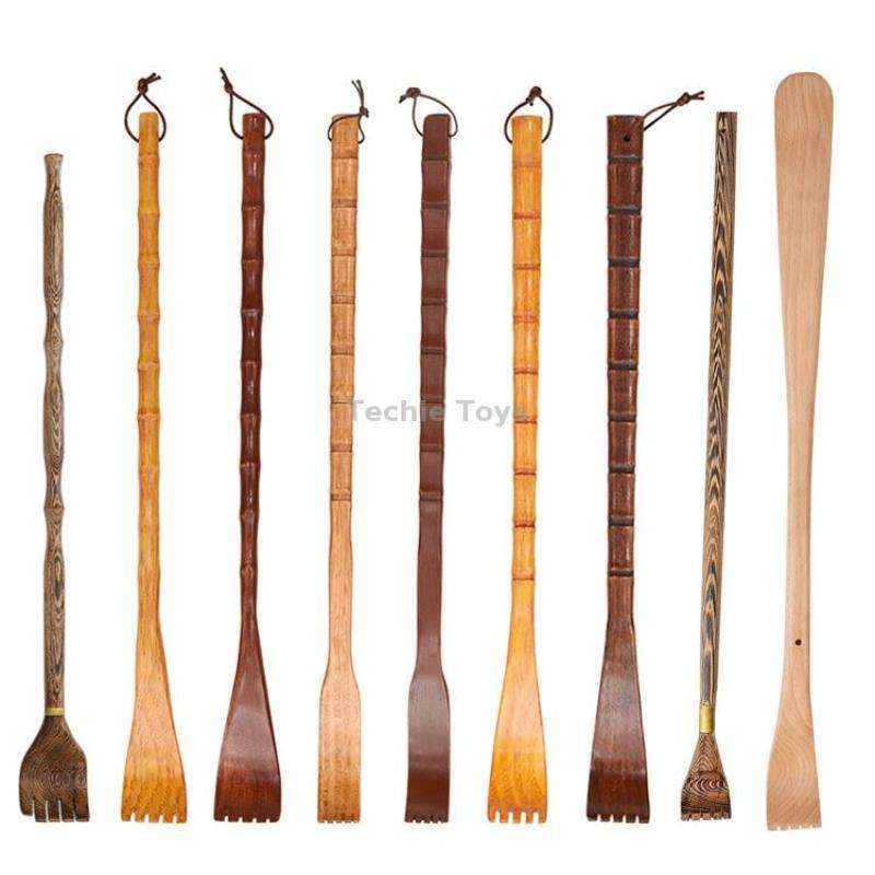 BQR01 Back Scratcher Long Handle Wooden Massage Scratcher, Style: Square Red
