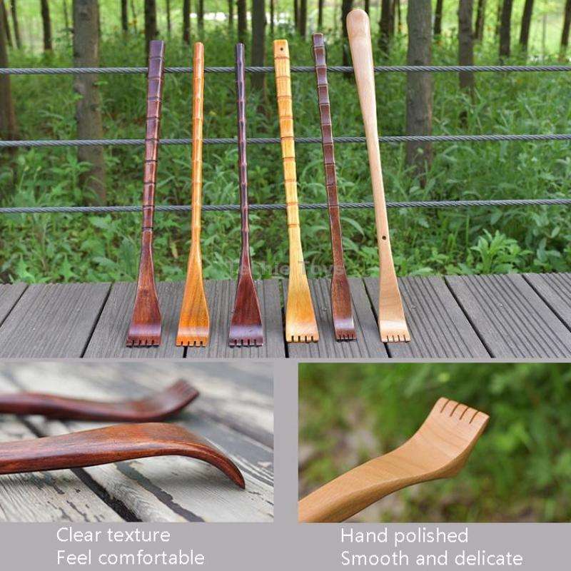 BQR01 Back Scratcher Long Handle Wooden Massage Scratcher, Style: Square Red