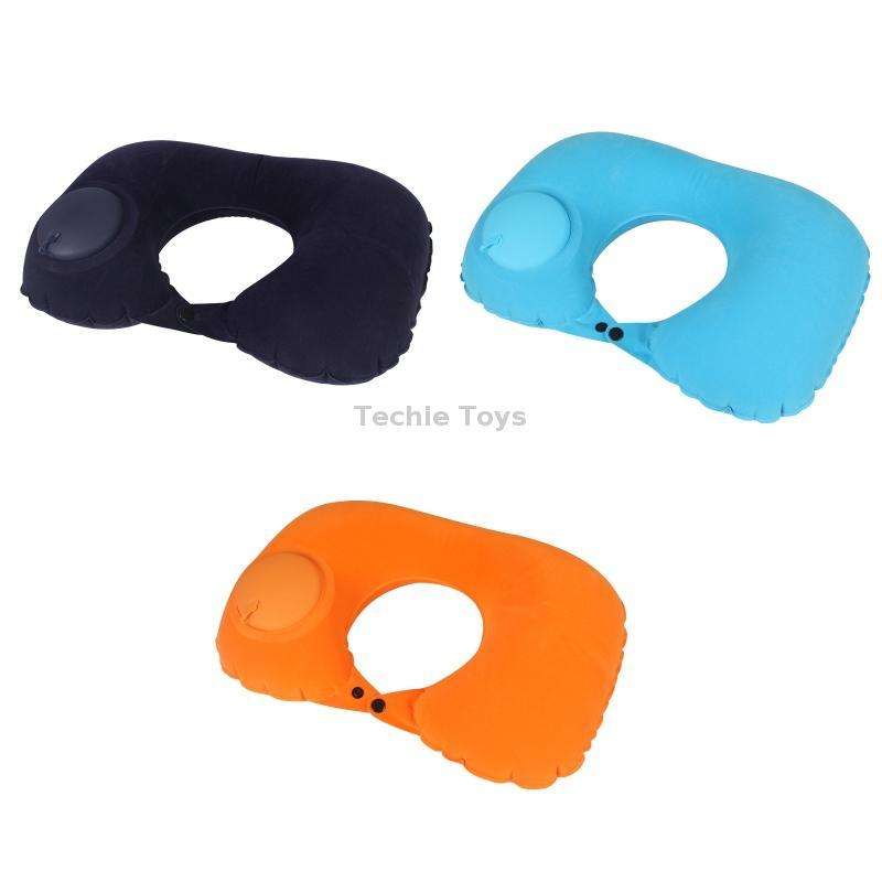 Travel Inflatable Press U-Shaped Neck Guard Pillow, Colour: Flocked U009-070Orange