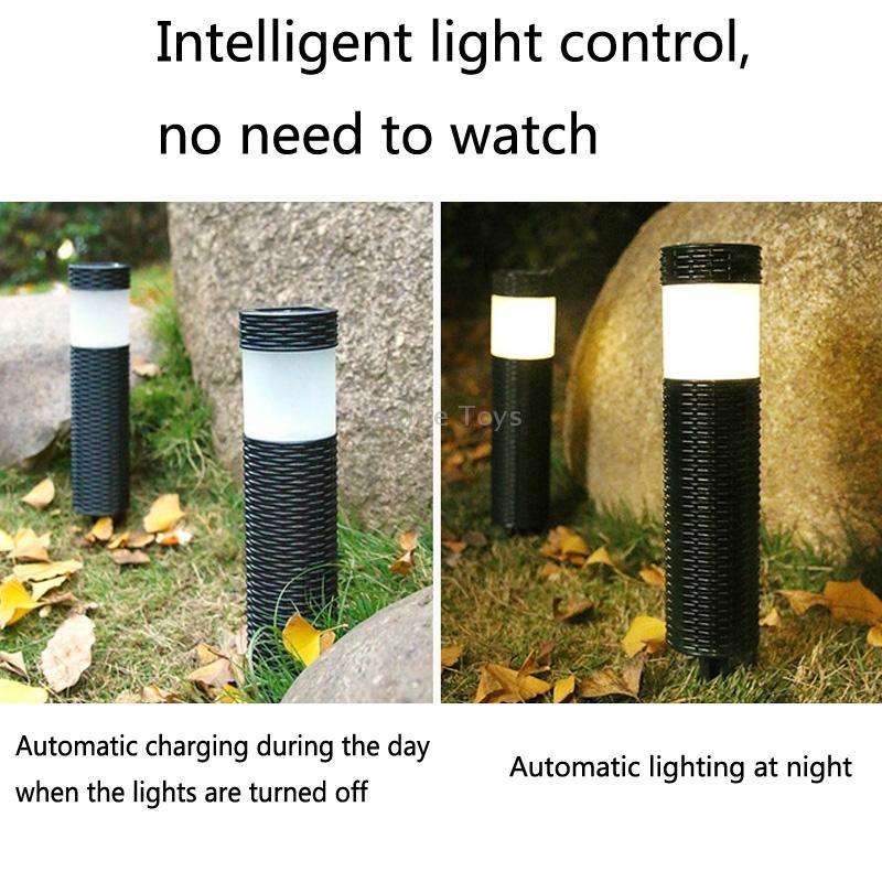 Solar LED Outdoor Waterproof Cylinder Lawn Light, Style: Warm Light