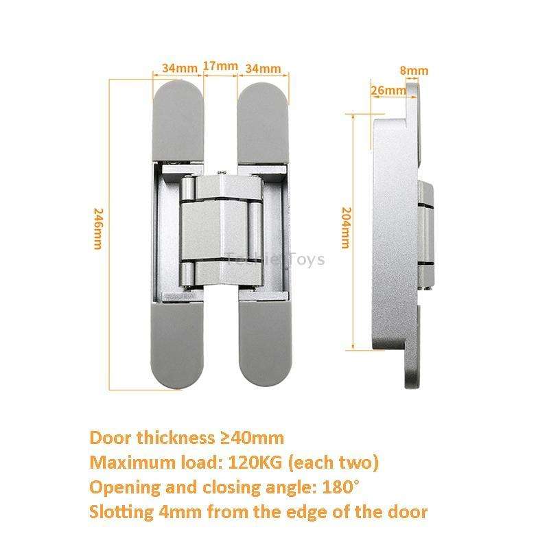 Three-Dimensional Adjustable Cross Hinge Folding Door Concealed Hinge, Specification: No. 5 Sand Sil