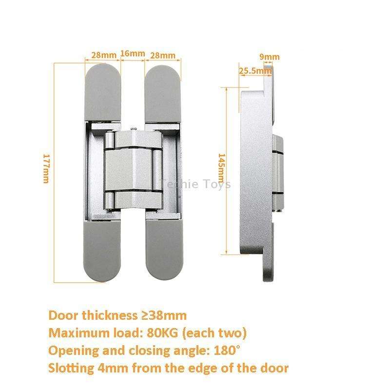 Three-Dimensional Adjustable Cross Hinge Folding Door Concealed Hinge, Specification: No. 4 Dumb Bla