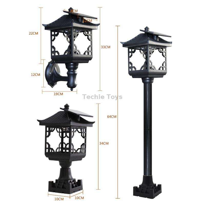 8 LED Solar Outdoor House Appearance Lawn Garden Decoration Light(Black Floor Lamp)