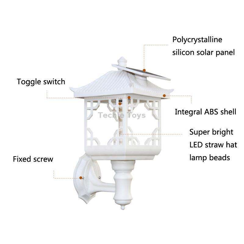 8 LED Solar Outdoor House Appearance Lawn Garden Decoration Light(Black Floor Lamp)